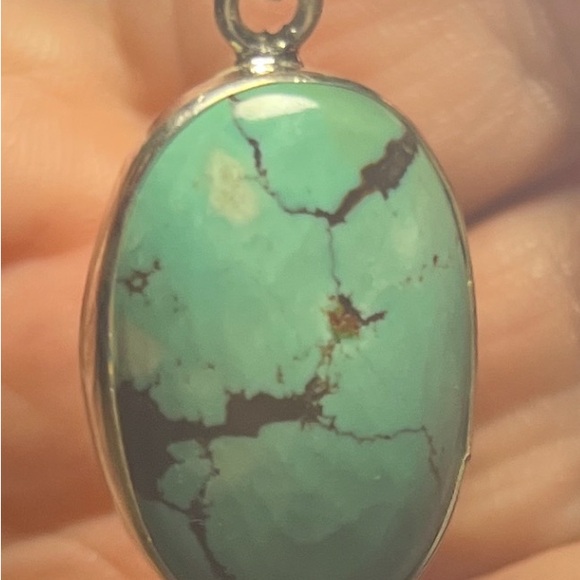 Kingman Navajo Turquoise Pendant. Rare and luxurious. 925 Sterling Silver. - Picture 1 of 3